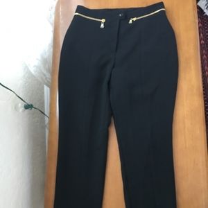 Trixi Schober black slacks with gold zipper detail